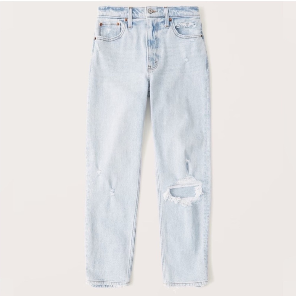 Abercrombie fitch curve love mom jean light wash distress 25